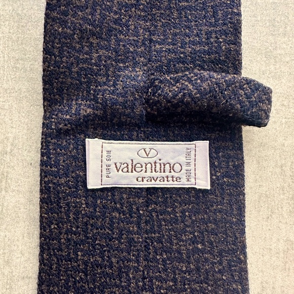 Valentino Classic Wool Brown & Black Tie - Picture 1 of 5
